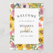 黄色とピンクの水カラーフローラフラット結婚ズ プログラム (正面)