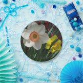 黄色とピンクの水仙のペア 春の花 ペーパープレート (パーティー)