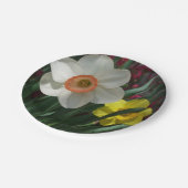 黄色とピンクの水仙のペア 春の花 ペーパープレート (アングル)