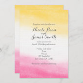 黄色とピンクの水彩エレガントウェディング 招待状 (正面/裏面)