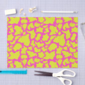 黄色とピンクの牛のパッチデコページ 薄葉紙 (クラフト)