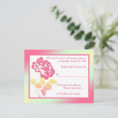 黄色とピンクの牡丹返信カード 招待状 (スタンド正面)