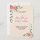 黄色とピンクの結婚花 招待状 (正面)