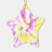 黄色とピンクの絞り染め セラミックオーナメント (左)