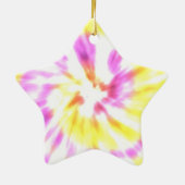 黄色とピンクの絞り染め セラミックオーナメント (裏面)