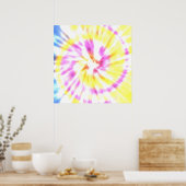 黄色とピンクの絞り染め ポスター (キッチン)