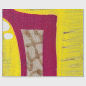 黄色とピンクの絵を描壁 ラッピングペーパー (フラット)