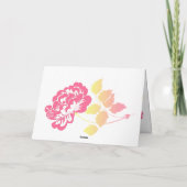 黄色とピンクの芍薬の白い感謝カード サンキューカード (裏面)