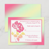 黄色とピンクの芍薬の返信カード 招待状 (正面/裏面)