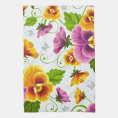 黄色とピンクの花柄 キッチンタオル (縦)