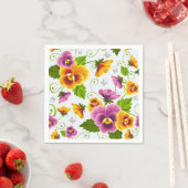 黄色とピンクの花柄 スタンダードカクテルナプキン (インサイチュ)