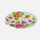 黄色とピンクの花柄 ペーパープレート (アングル)