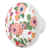 黄色とピンクの花 セラミックノブ (右)