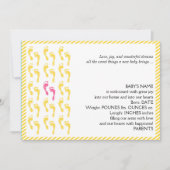 黄色とピンクの足跡ベビー発表 案内状 (正面)