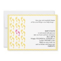 黄色とピンクの足跡ベビー発表