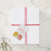 黄色とピンクの2羽の鶏を持つハッピーイースター ギフトタグ (より糸付き)