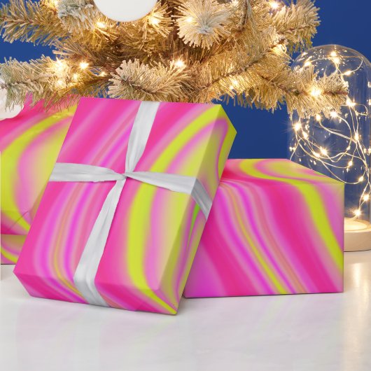 黄色とピンク大理石 ラッピングペーパー (クリスマス)