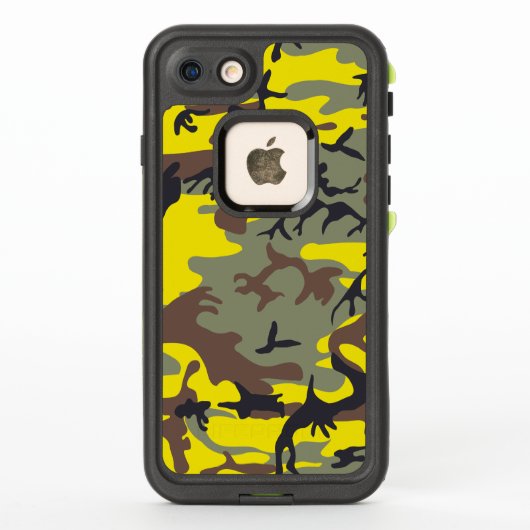 黄色とブラウンのカモフラージュ ミリタリー 軍 LifeProof iPhoneケース (裏面)