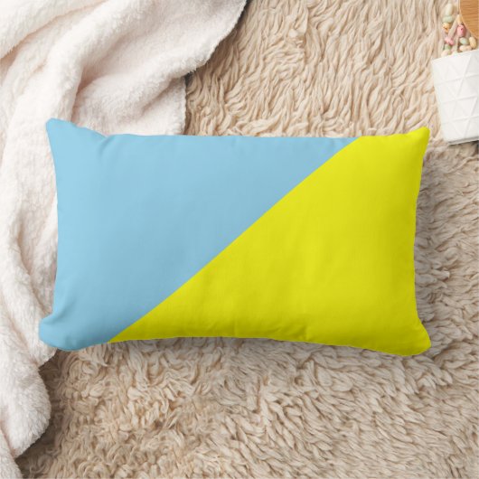 黄色とブリザードブルー無地のカラー背景 ランバークッション (ブランケット)