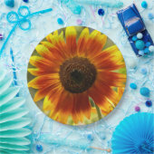 黄色とブロンズのひまわりフローラ ペーパープレート (パーティー)