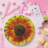 黄色とブロンズのひまわりフローラ ペーパープレート (パーティー)