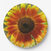 黄色とブロンズのひまわりフローラ ペーパープレート (正面)