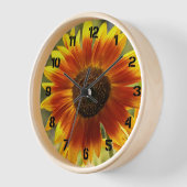 黄色とブロンズのひまわりフローラ 壁時計 (傾斜)