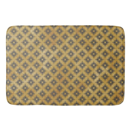 黄色とブロンズのダイヤモンドバーストパターン バスマット (正面)