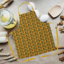 黄色とブロンズのラッドベキアズ花柄エプロン