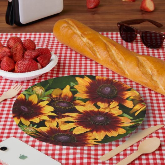 黄色とブロンズのラッドベッキーズフローラ ペーパープレート (ピクニック)