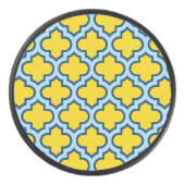 黄色とベビーブルートレリス、ラティス、クローバー アイスホッケーパック (正面)