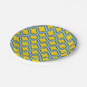 黄色とベビーブルートレリス、ラティス、クローバー ペーパープレート (アングル)