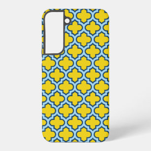 黄色とベビーブルートレリス、ラティス、クローバー SAMSUNG GALAXY S22+ケース