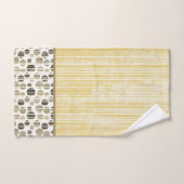 黄色とベージュの水玉模様バスタモダンオルセット バスタオルセット (ハンドタオル)