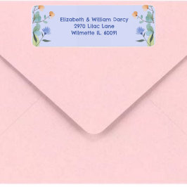 黄色とペリウィンクル フラワーリターンアドレスラベル ラベル