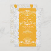 黄色とホワイトレース結婚の詳細情報 エンクロージャーカード (正面/裏面)