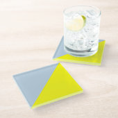 黄色とボー無地のブルーの背景 ガラスコースター (アングル)