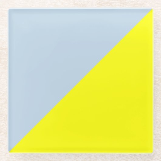 黄色とボー無地のブルーの背景 ガラスコースター (正面)