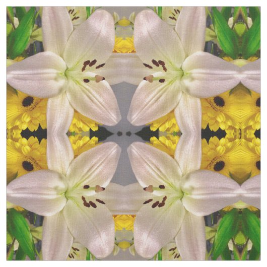 黄色とユリ ファブリック (見本)