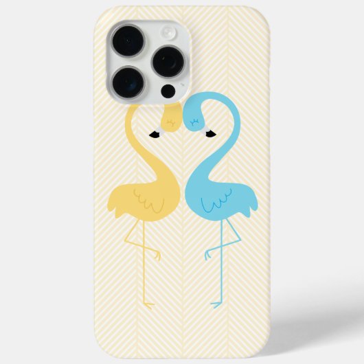 黄色とライトブルーのフラミンゴ Case-Mate iPhoneケース (裏面)