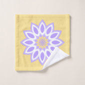 黄色とラベンダーの花の曼荼羅模様 バスタオルセット (ウォッシュタオル)