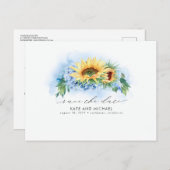 黄色と埃の多い青のフローラ日付写真を保存 案内ポストカード (正面/裏面)