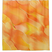 黄色と多くのオレンジ色に刻まれた光 シャワーカーテン (正面)