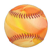 黄色と多くのオレンジ色に刻まれた光 野球ボール (裏面)