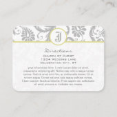 黄色と明るい灰色のダマスクの結婚式の情報カード エンクロージャーカード (正面)