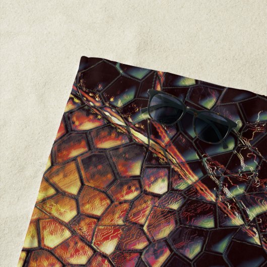 黄色と暗い斑点の爬虫皮？スロー ビーチタオル (インサイチュ)