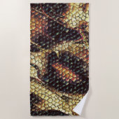 黄色と暗い斑点の爬虫皮？スロー ビーチタオル (正面)