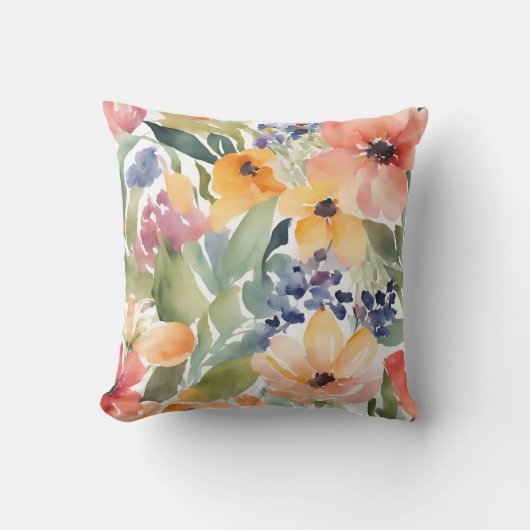 黄色と桃の花 クッション (正面)