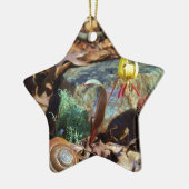 黄色と梅のスイレンとカタツムリ セラミックオーナメント (左)