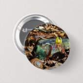 黄色と梅のスイレンとカタツムリ 缶バッジ (正面&裏面)